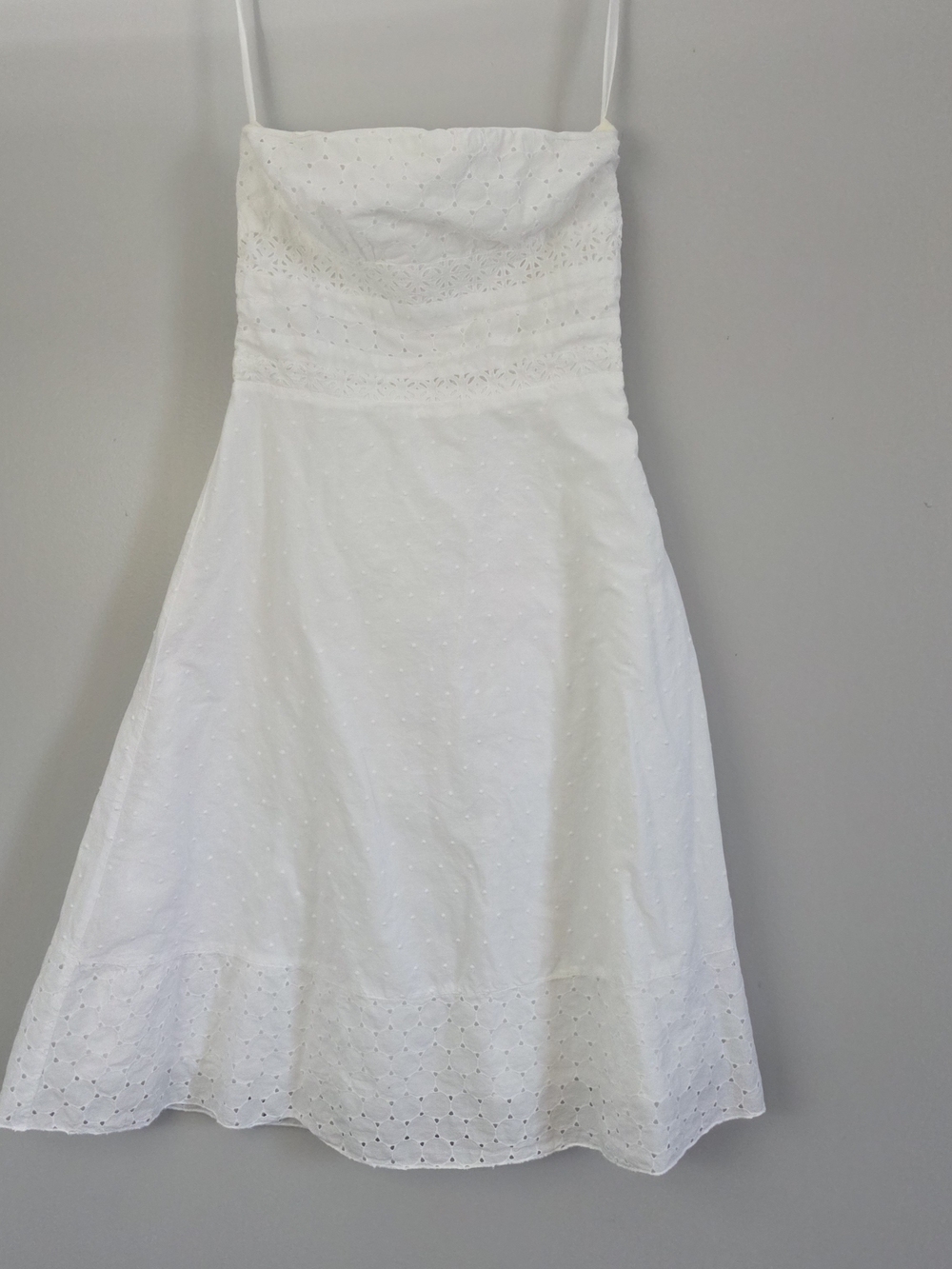 American Eagle Outfitters White Strapless Eyelet Dress